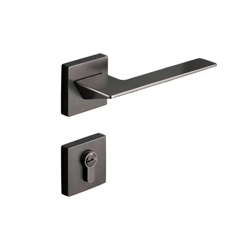 Future Designed Black Polygonal Lock Handle for Bedroom